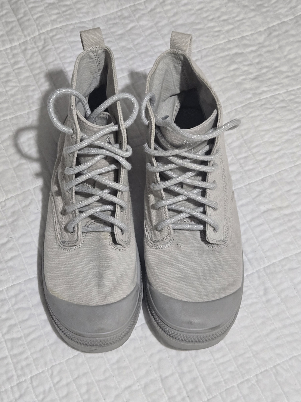 Skechers Light Gray Canvas High-Top Sneakers